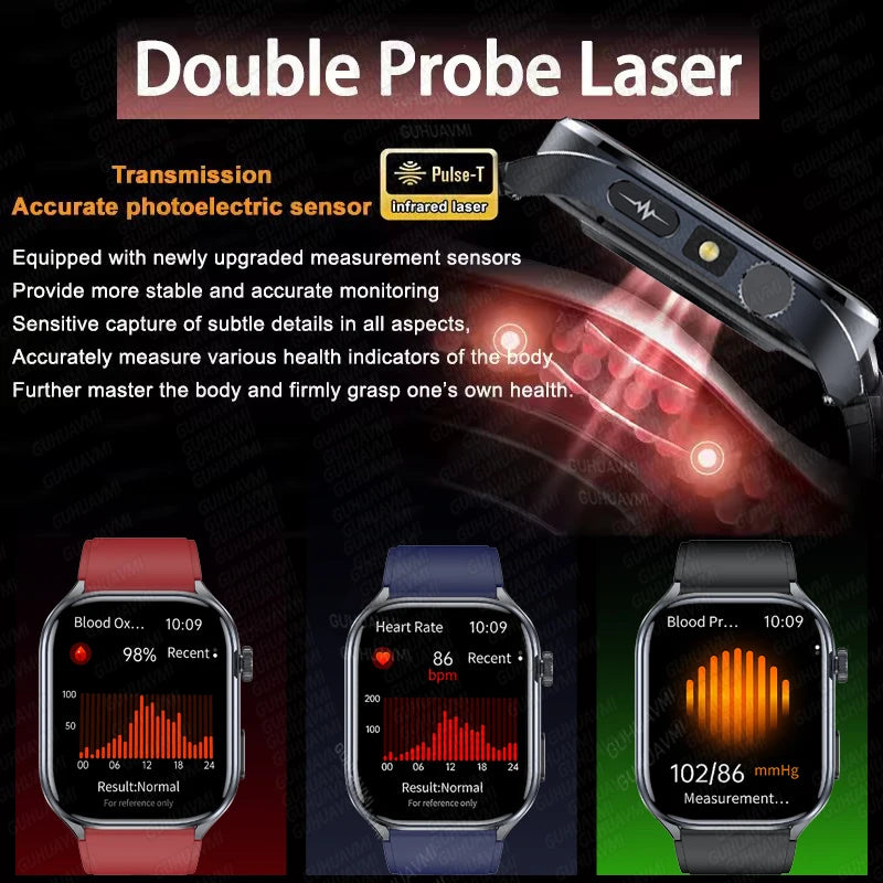 2026New Accurate Diagnosis Smart Watch ECG Blood Oxygen BP Uric Acid Lipids HD AMOLED Screen BT Call Health Smartwatch Men Women
