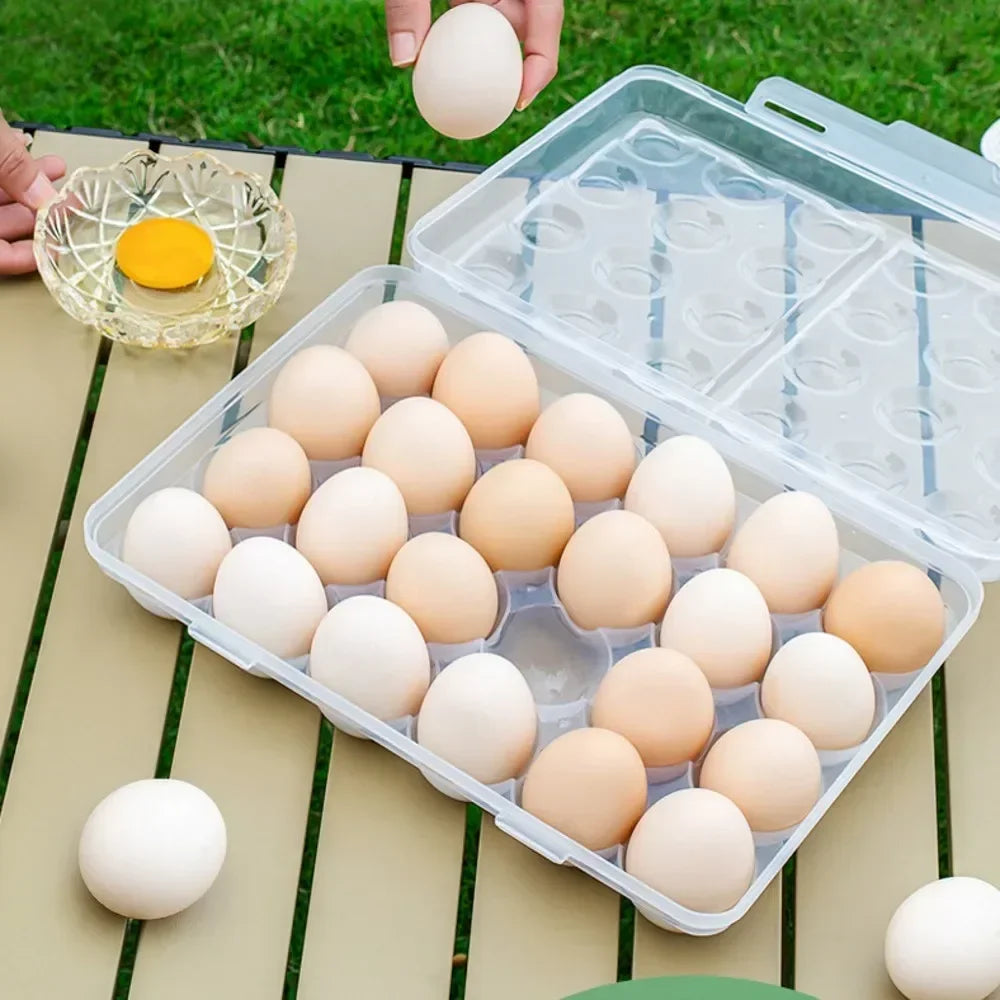 Egg Holder Plastic Egg Storage Box Egg Organizer for Fridge Portable  Tray with Lid for Refrigerator Camping Hiking Outdoor