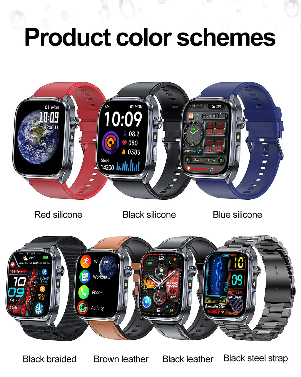 New Accurate Blood Pressure Smart Watch Uric Acid ECG+PPG Blood Oxygen Body Analysis Body Fat LED Flashlight smart watches 2025