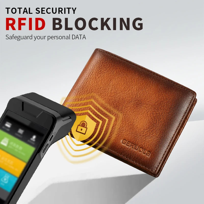 2526 Bestseller Short-style wallet crafted from genuine top-grain cowhide leather Features RFID blocking technology Card slot de