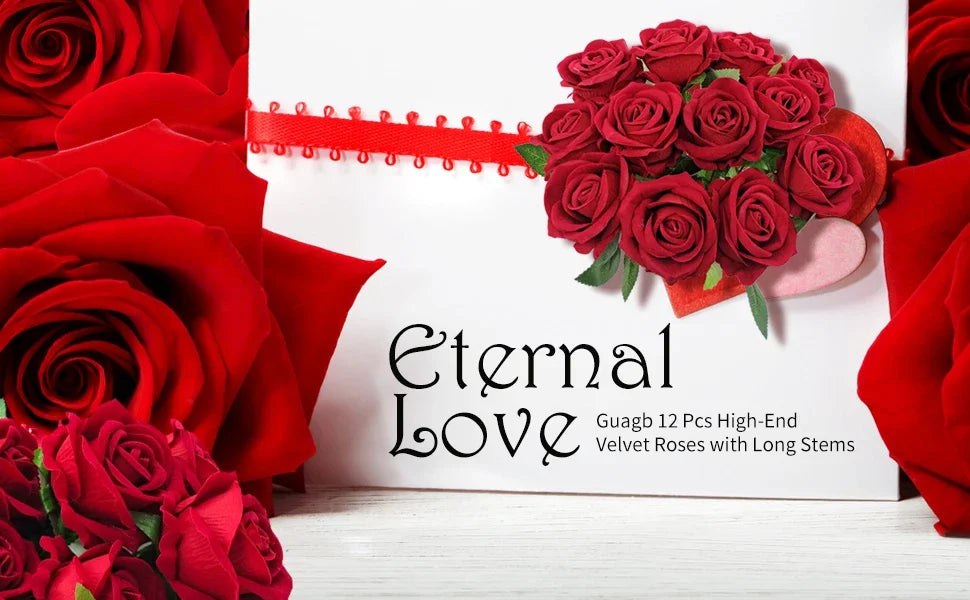 50 Pcs Velvet Rose Artificial Rose Flowers Real Touch Fake Roses Florals for Valentine's DIY Wedding Bouquet Party Home Decor