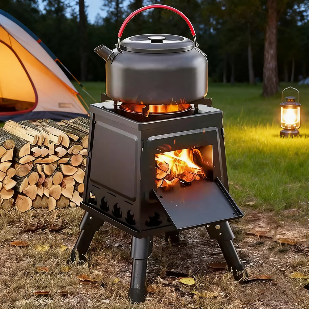 Wood Burning Stove Foldable Firewood Stove Picnic BBQ Grill Stove Heating Cooking for Outdoor Hiking Camping