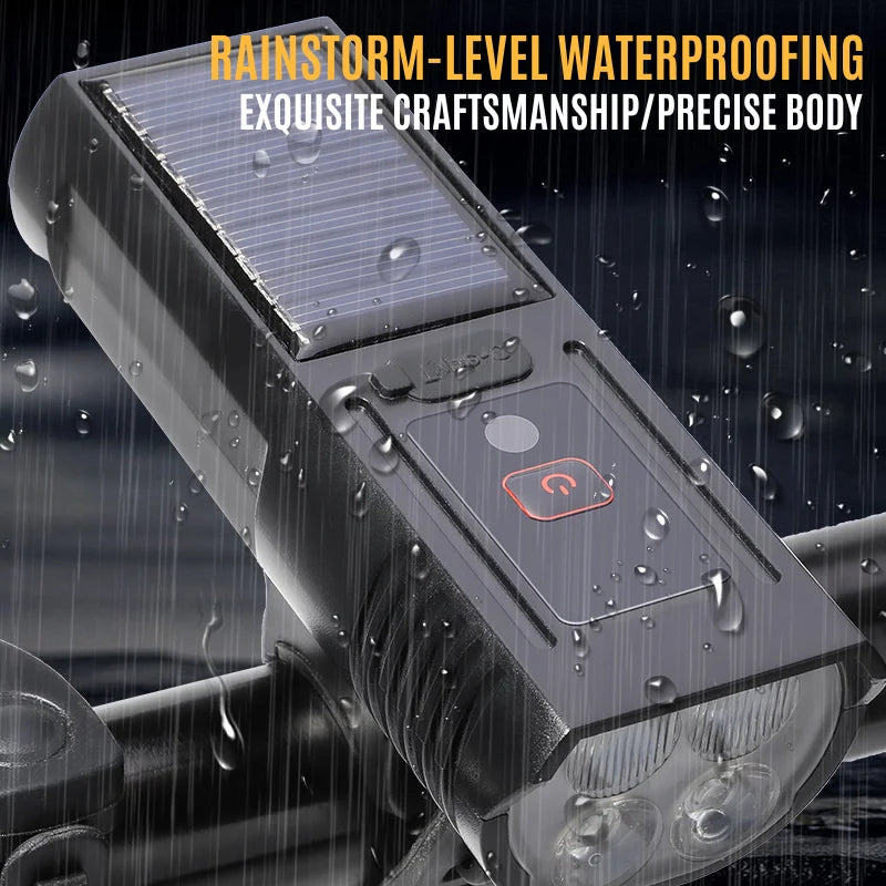 Bike Smart Light Front LED Bicycle Light with Horn Type-C Charging MTB Head Lamp Waterproof Flashlight Road Cycling Accessories