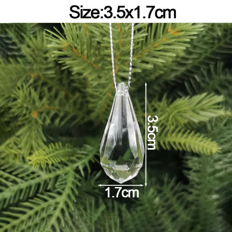 5pcs Christmas Home Decorations Crystal Acrylic Ornaments Snowflake Elk Xmas Tree Hanging Pendants Navidad 2025 New Year Gift