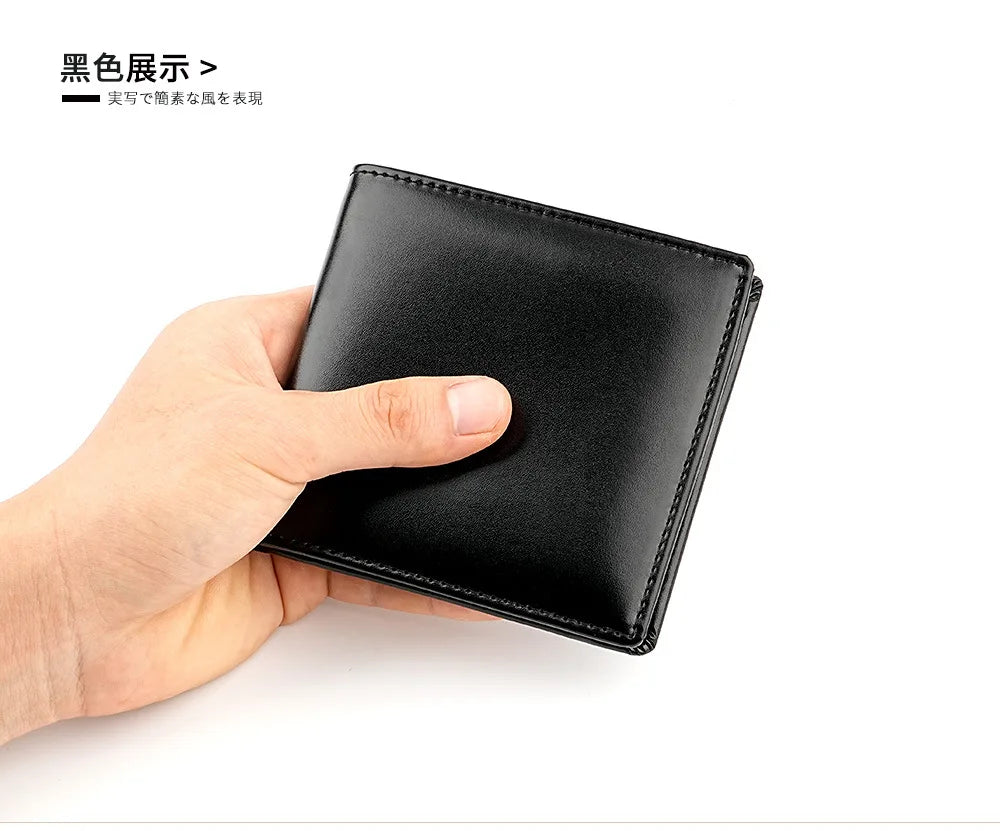 New Genuine Leather Men's Wallet Japanese Style Short Cowhide Multi-card Slot Coin Purse Wallets