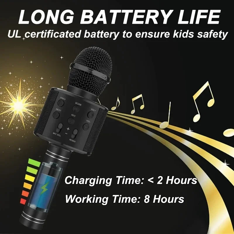 Wireless Karaoke Microphone , Bluetooth Speaker, Multi-Function Controls 5-In-1  Handheld Mic  For Party, Great Birthday Gift