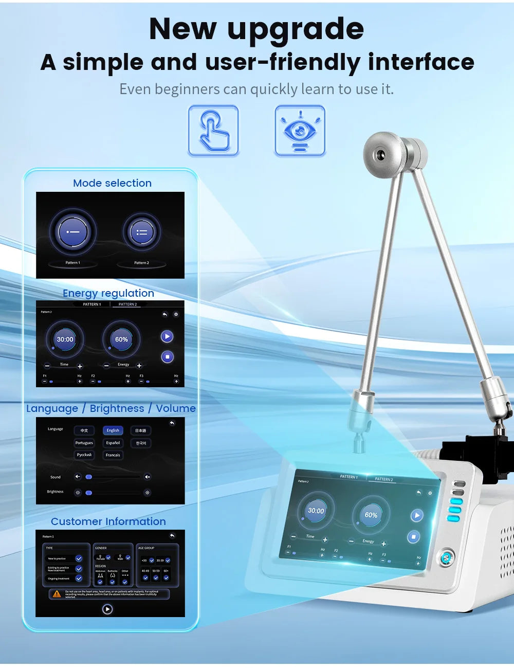 New Upgrade Physio Magneto Electromagnetic Transduction Therapy Machine for Pain Relief & Body Rehabilitation Clinic Use