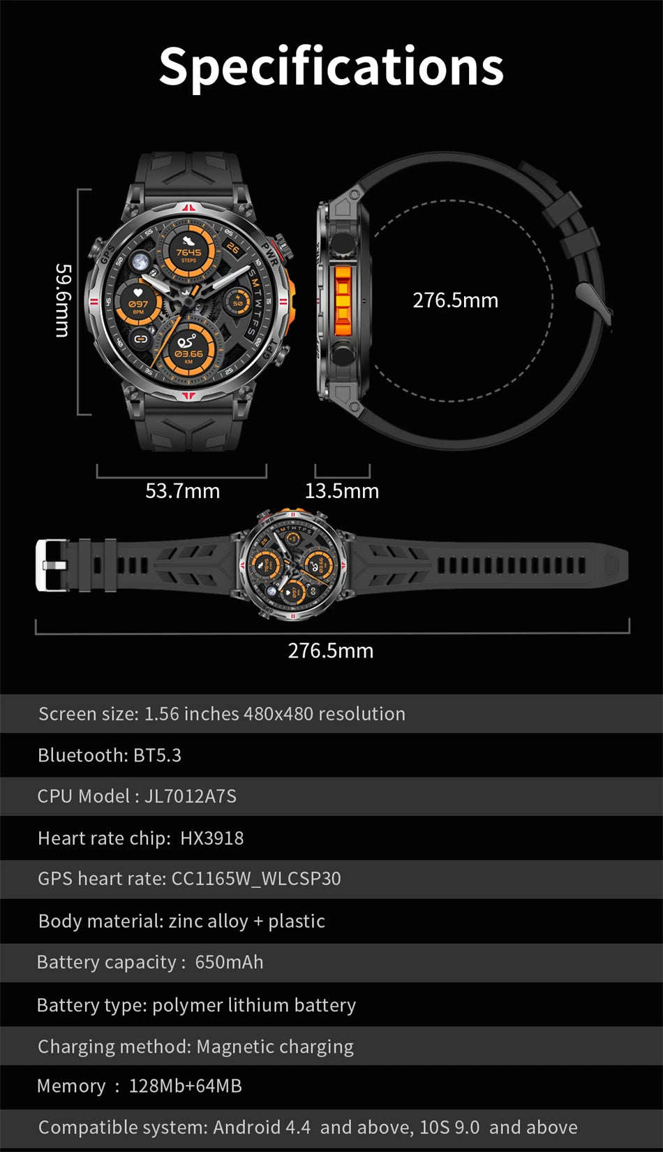 2025 New Professional GPS Sports Smart Watch Outdoor RIDE Run GPS track Swim Watchs Compass Altimeter 5ATM Sports Bracelets Men