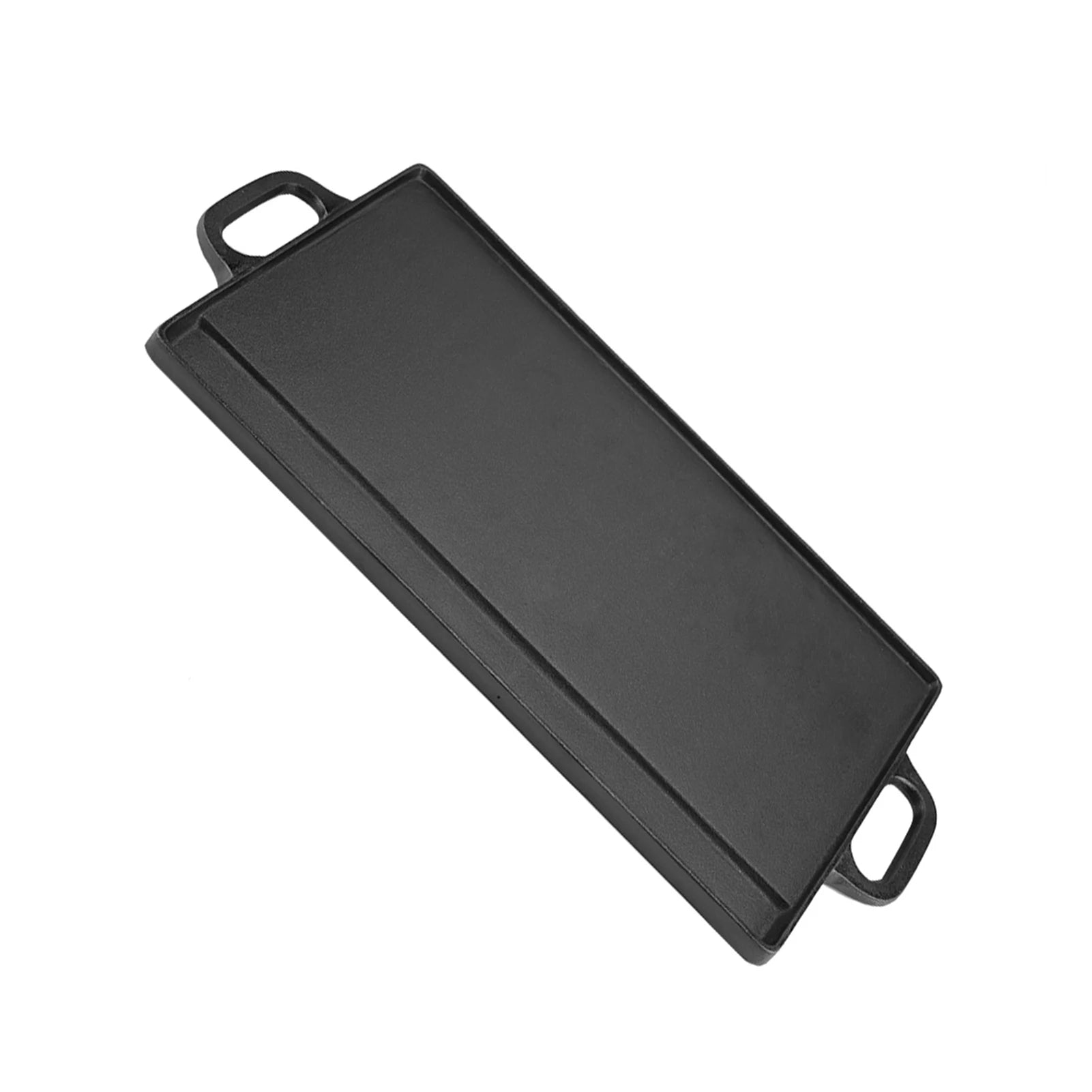 Cast Iron Grill Plate Double Sided Griddle Pan with Double Handles for Steaks Broil Bread Eggs Pancakes Vegetables