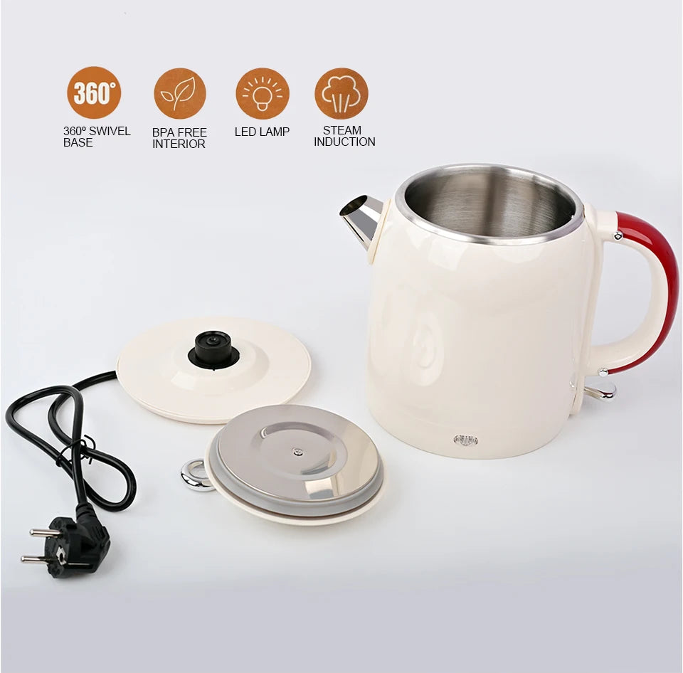 1.0L Anti-Scald Electric Kettle, Seamless Electric Kettle, 304 Stainless Steel Household Fast Boiling Kettle for Coffee Brewing
