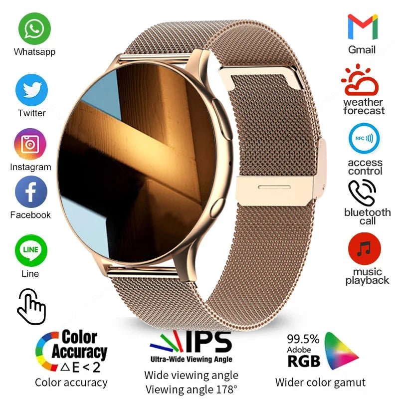 2026 New Women Bluetooth Call Smart Watch Heart Rate Blood Pressure Monitoring Smartwatches IP67 For Android IOS Men Smartwatch
