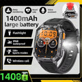 Upgrade 1400 mAh Battery Military Grade Smart Watch Men IP68 Waterproof 100+ Sports Modes Bluetooth Call AMOLED HD Smartwatches