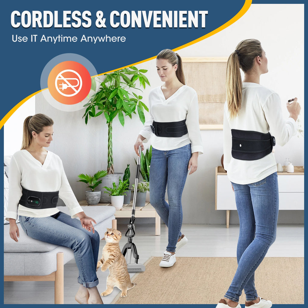 Electric Heating Waist Massage Belt Infrared Vibration Hot Compress Lumbar Brace Spine Protect Massager Back Support Belt