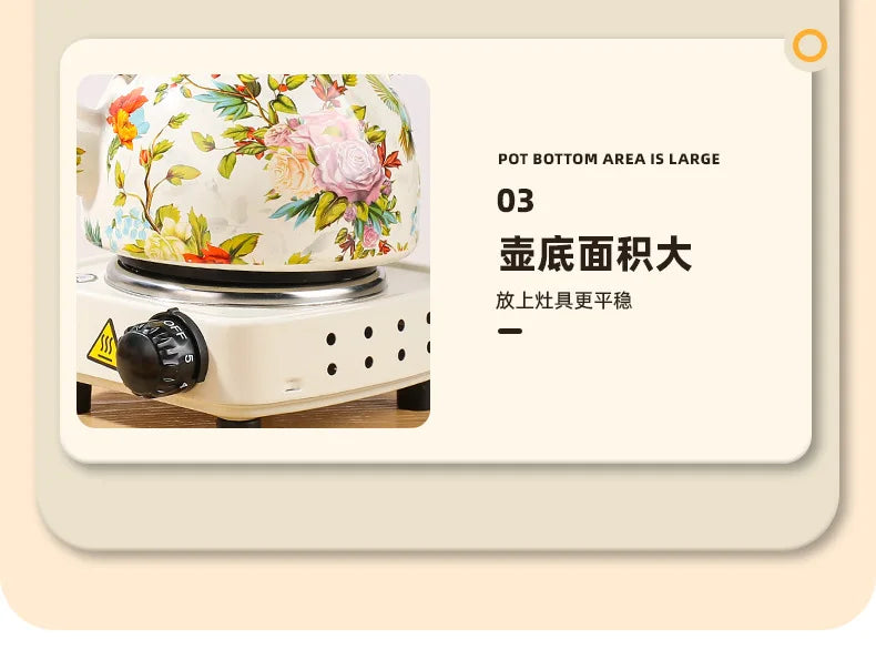 1.2L Household Enamel Boiling Kettle Outdoor Kitchen Cookware Can Make Coffee Milk Boiling Water Kettle