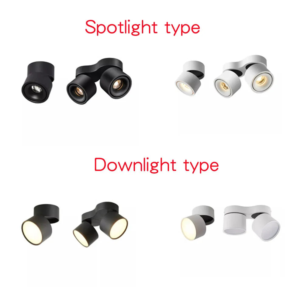 Foldable COB LED Surface Mounted Downlights Dimmable Ceiling Lamps 15W/18W/42W Nordic Spot Lights for Livingroom Foyer Bedroom