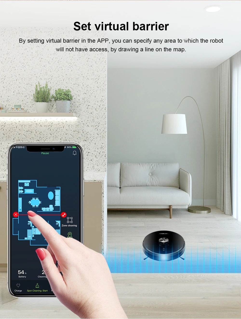 Robot Vacuum Cleaner Liectroux/Lilin X6, LDS Lidar Laser System,6500Pa,Multi-Floor Maps,Y Shape Wet Mop,Multilingual Voice
