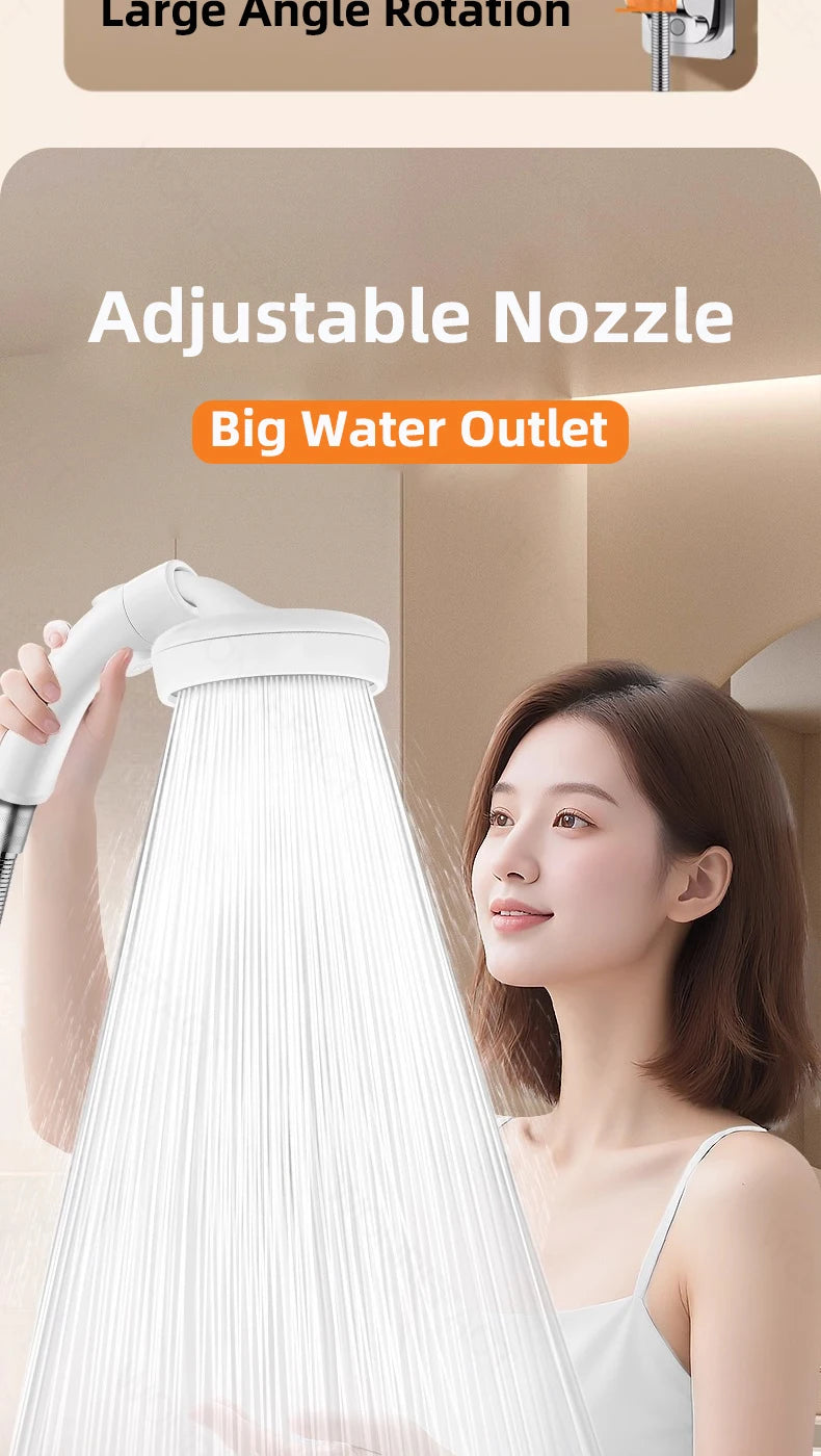 High Pressure Shower Head With One-key Stop Button Adjustable Water Saving Handheld Showerhead Universal Bathroom Spray Nozzle