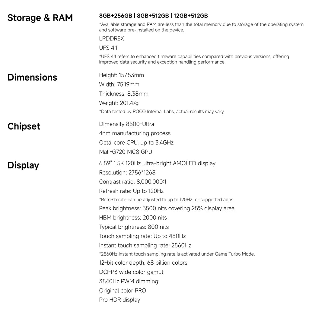 POCO X8 Pro 5G 12+512GB Global Version 6.59" 1.5K 120Hz Display Dimensity 8500-Ultra 50MP Camera 6500mAh 100W HyperCharge IP68