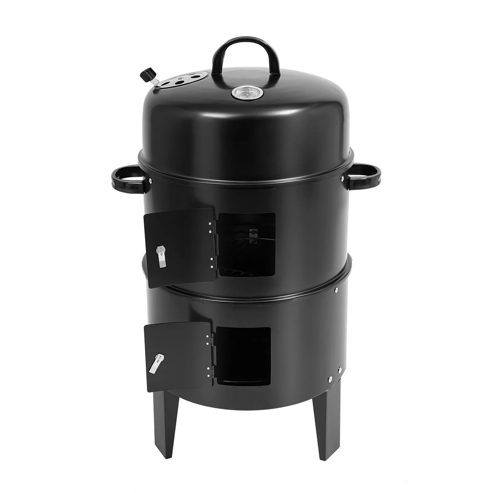 84cm Barrel Style Charcoal BBQ Smoker Grill, Built-in Thermometer Outdoor Smoking Oven, Ideal for Grilling Meat,Chicken Wings