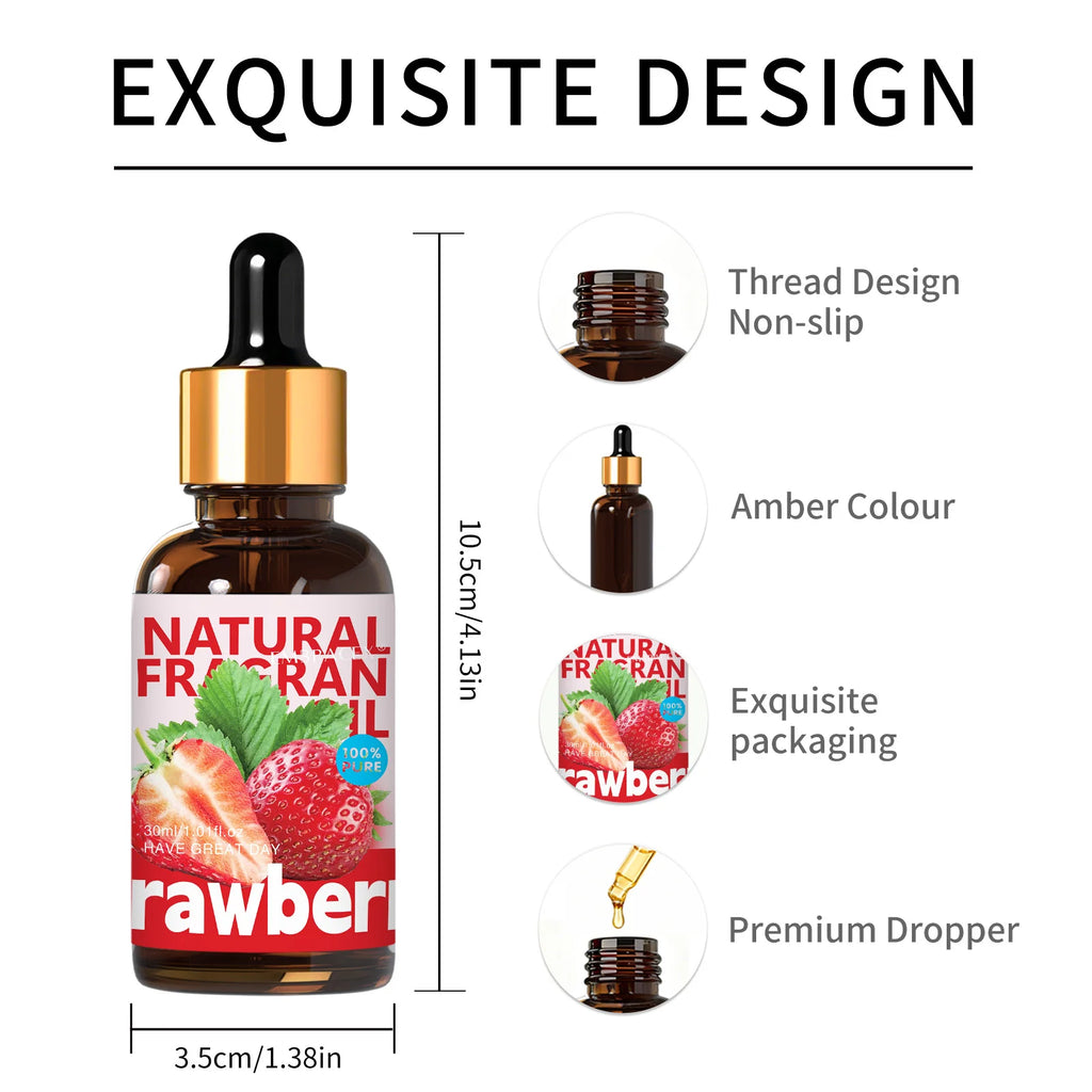 30ml Strawberry Essential Oil Long Lasting Fragrance for Aromatherapy Skin Care Massage Relaxation Holiday Gifts For Friends