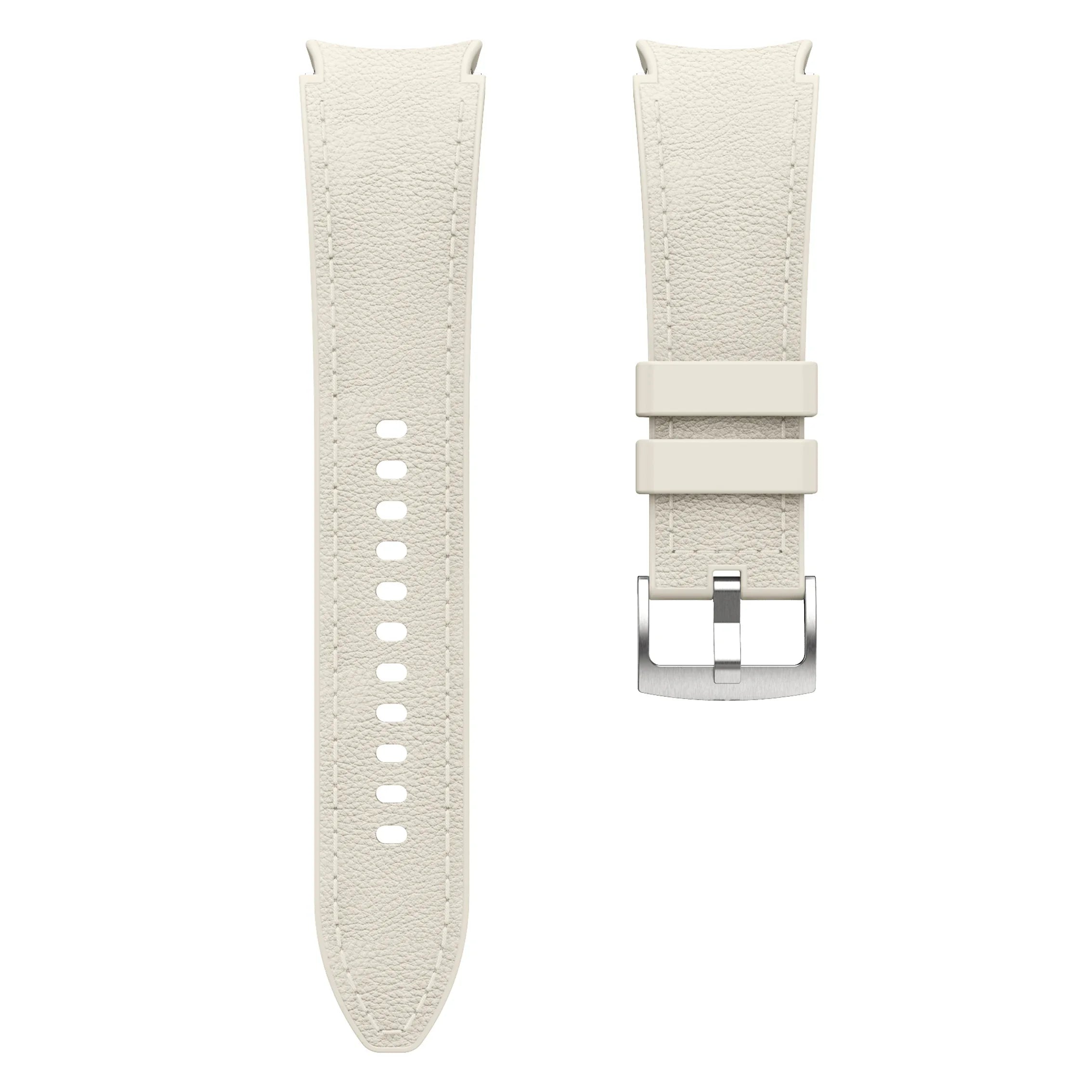 Silicone+Leather Strap for Samsung Galaxy Watch 7 6 5 4 FE 40mm 44mm No Gap Bracelet Band Watch 6 4 Classic 43/47mm 42/46mm Belt