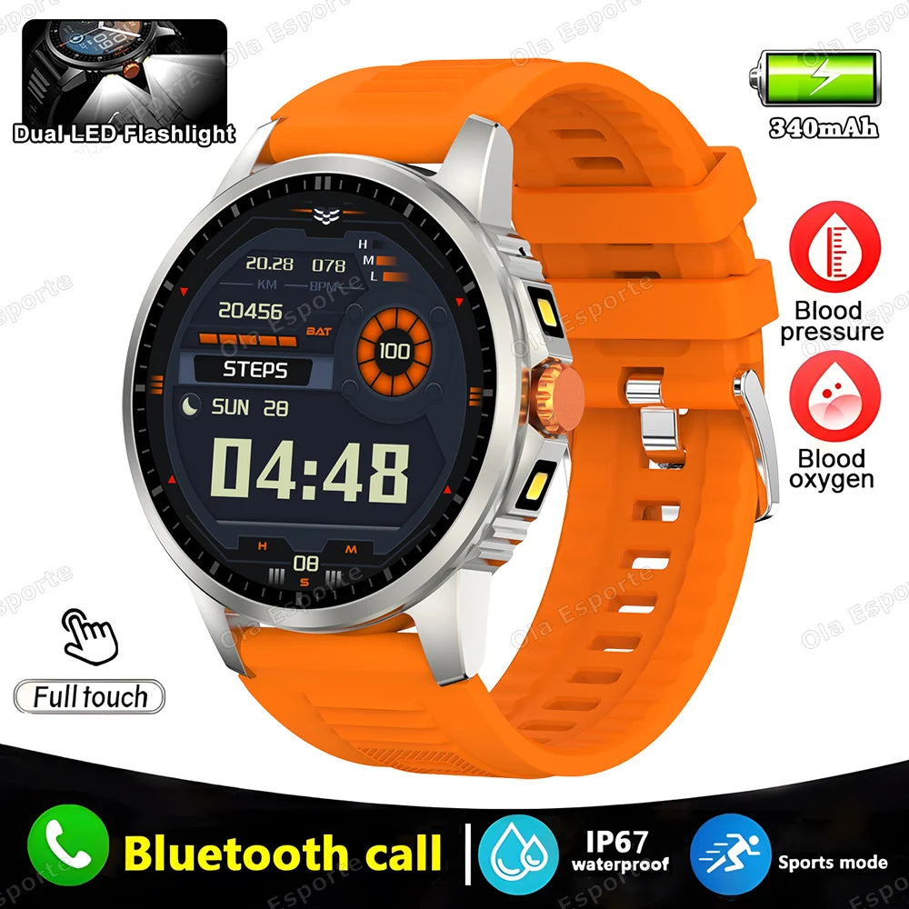 2025 New Men's GPS Sports Smart Watch 1.53'' AMOLED Display LED Flashlight Heart Rate Bluetooth Call 5ATM Waterproof Smartwatch