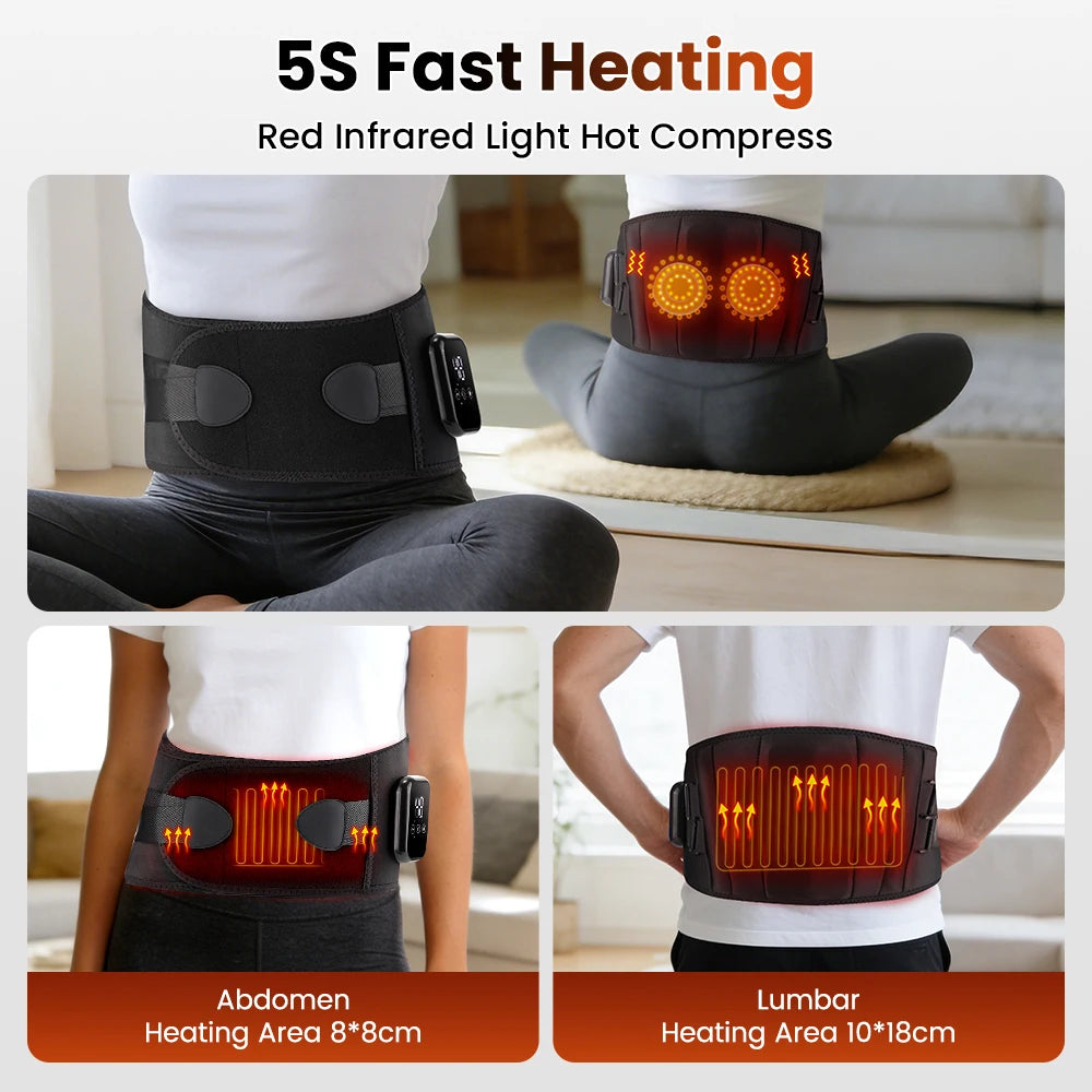 Electric Heating Waist Massage Belt Infrared Vibration Hot Compress Lumbar Brace Spine Protect Massager Back Support Belt
