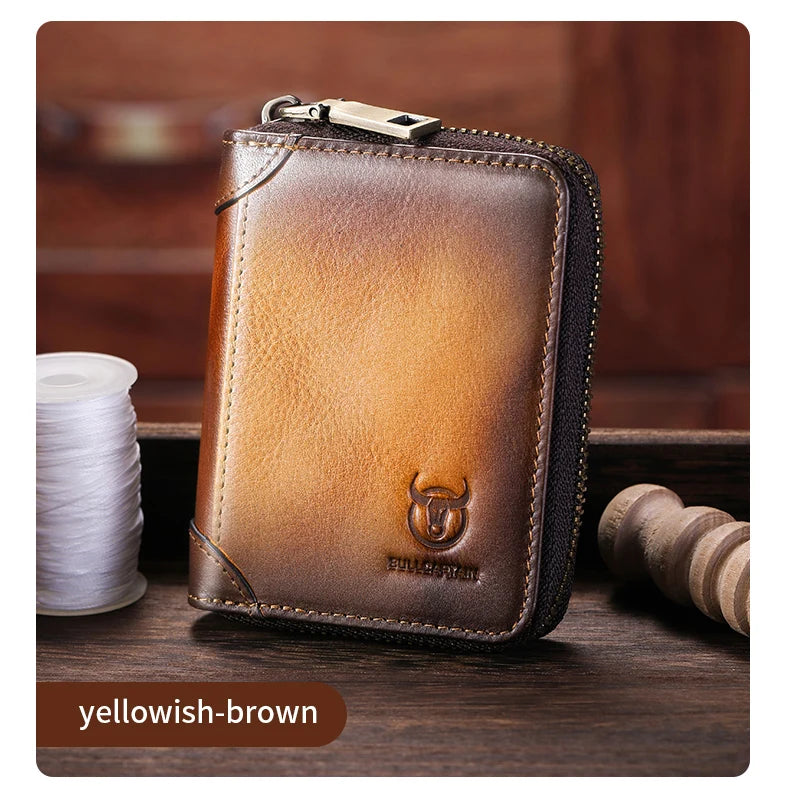 BULLCAPTAIN Genuine Card Bag Men's Casual Business Credit Card Holder Multifunctional RFID Anti-Theft 11 Card Slots Coin Purse