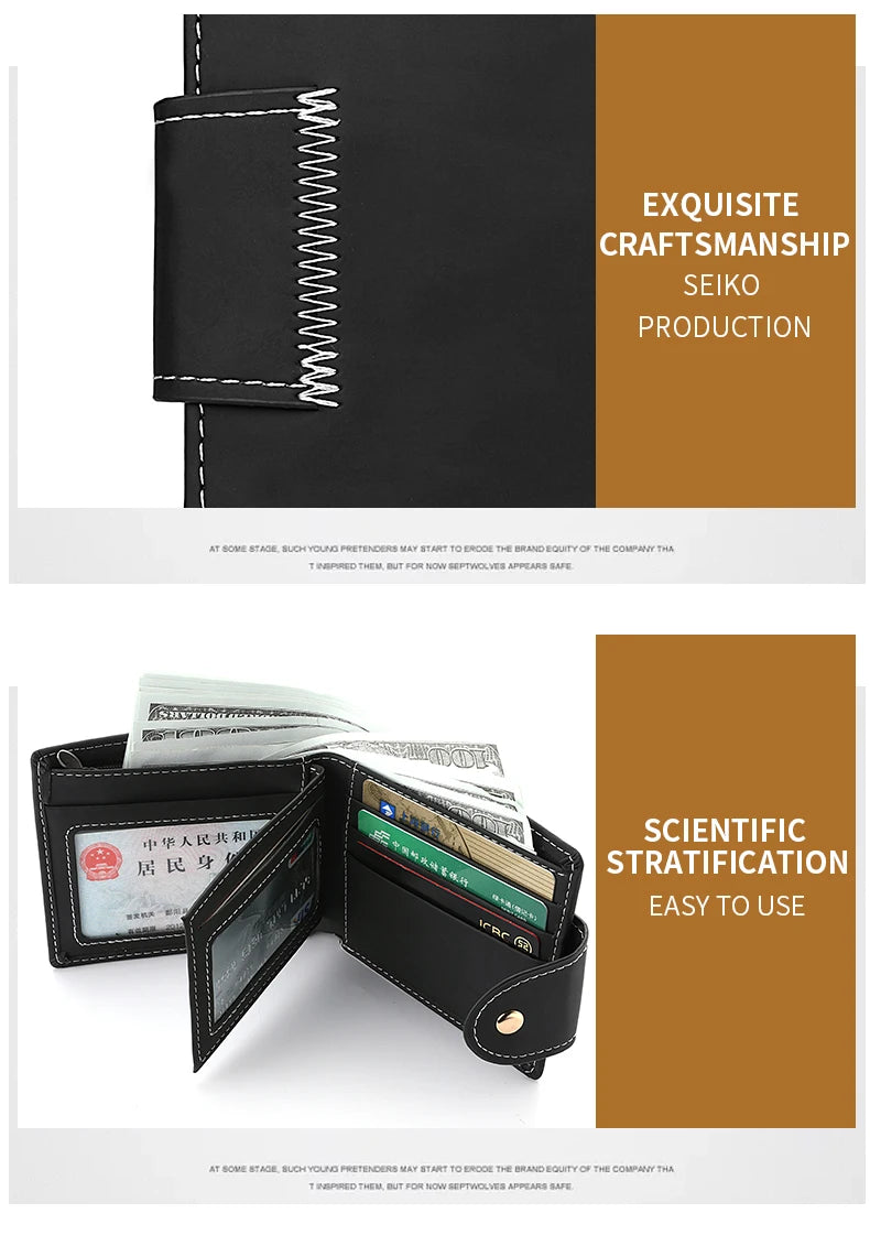 Men's Wallet Men's Short Wallet Youth Fashion Personality Pu Leather Credit Card ID Card Holder Wallet Folding Wallet
