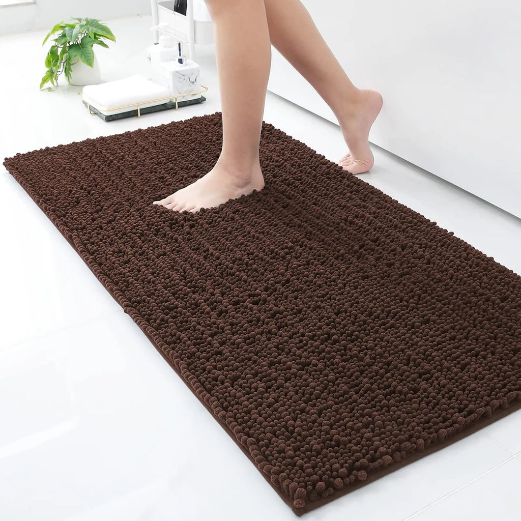 Homaxy New Chenille One Thick And Three Fine Floor Mat Indoor Non Slip Doormat Dirt Trap Absorbs Water Comfortable Bathroom Mats