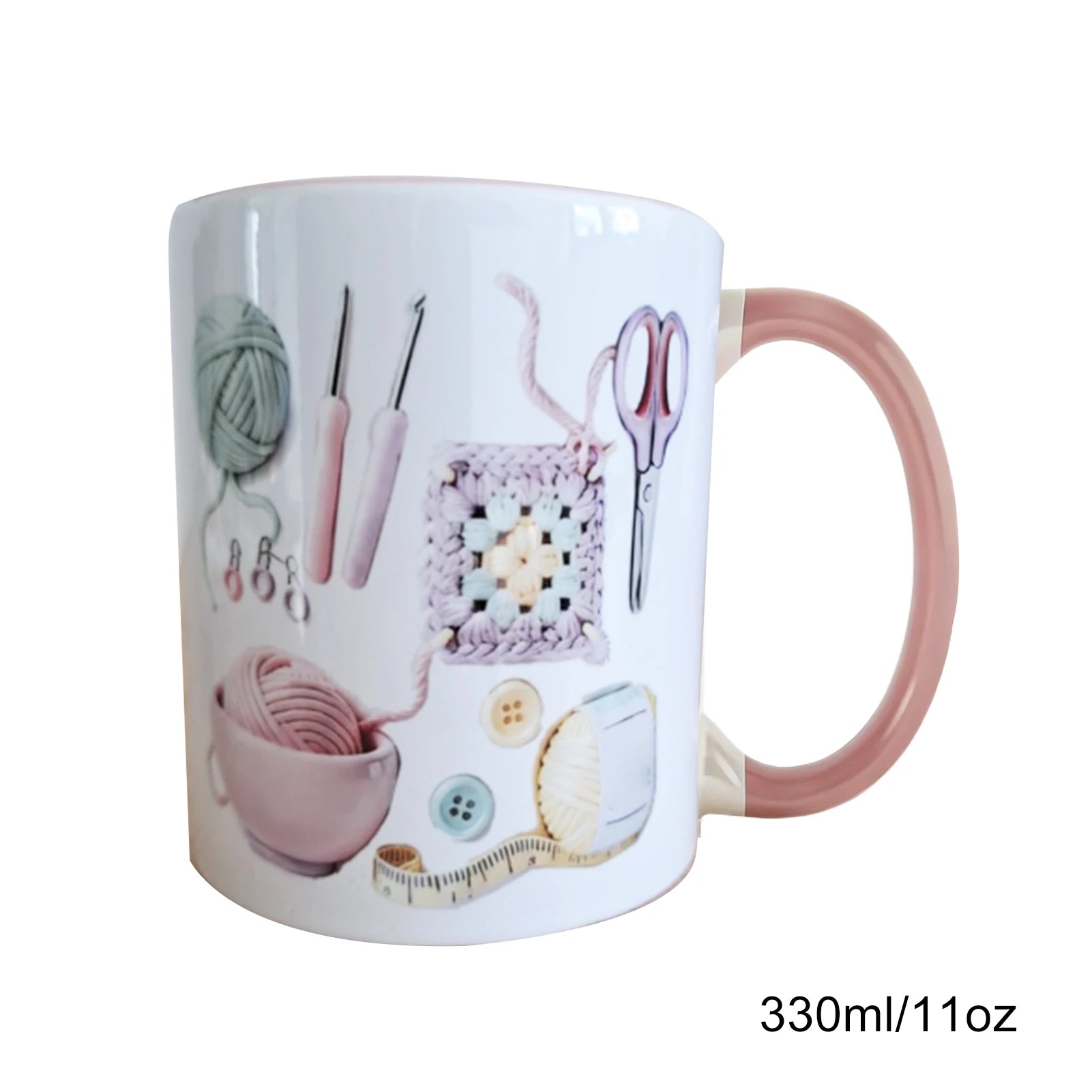 330ml Novelty Ceramic Coffee Mug Crochet Desk Decor Drinking Cup for Women, Adults, Yarn Lovers Home, Office, School, Tea, Milk