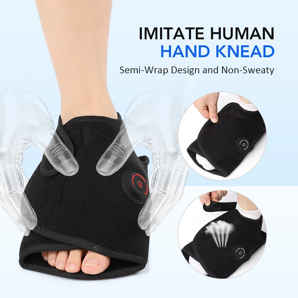Ankle Air Compression Massager Heated Foot Wrap Support 3 Modes 4 Levels Thermal Sleeve Cordless Rechargeable Brace