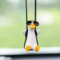 1PC Cute Car Pendant Swinging Sunglasses Duck Hanging Swing Rearview Mirror Decoration