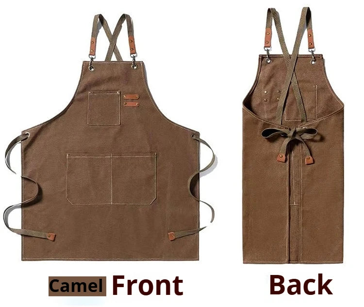 New Fashion Canvas Kitchen Aprons For Woman Men Chef Work Apron For Grill Restaurant Bar Shop Cafes Beauty Nails Studios Uniform