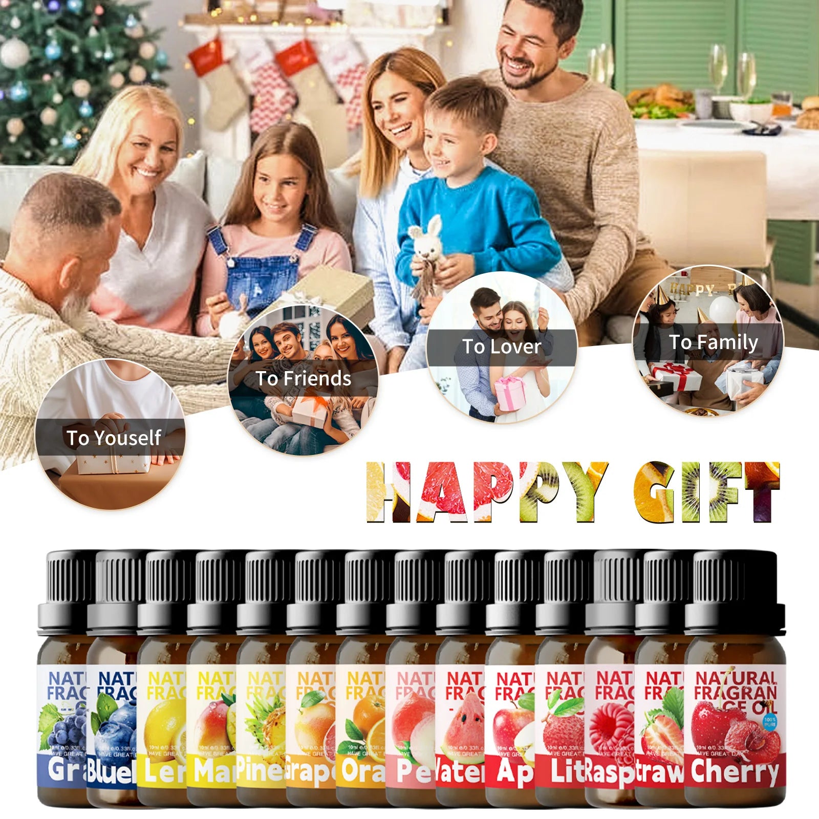28 Type Fruit Essential Oils Fruit Fragrance Oil for Diffuser Candles Making -Strawberry Lemon Peach Banana Mango
