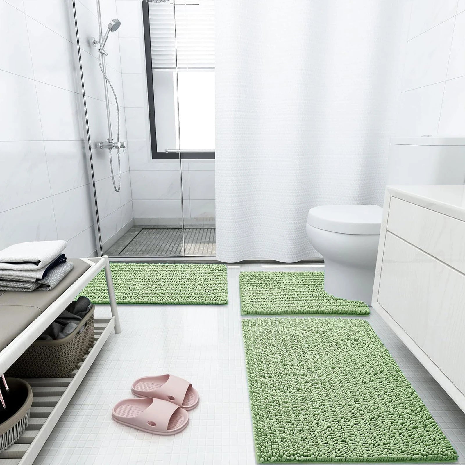 Homaxy New Chenille One Thick And Three Fine Floor Mat Indoor Non Slip Doormat Dirt Trap Absorbs Water Comfortable Bathroom Mats