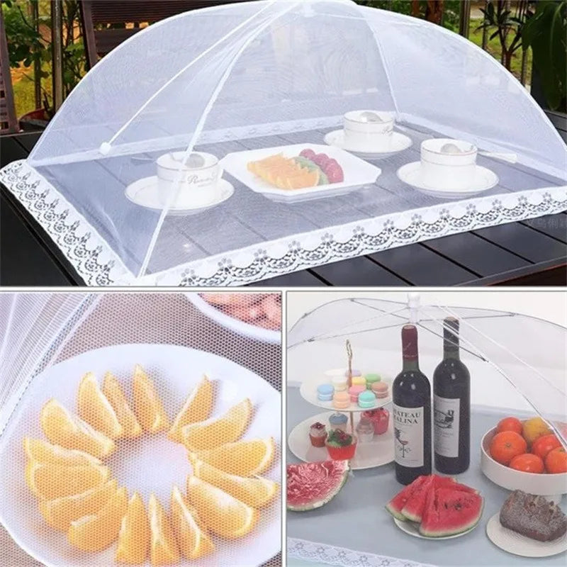 Foldable Washable Food Mesh Cover Proof Anti Mosquito Pop-Up Food Cover Umbrella Meal Breathable Cover Kitchen Accessories