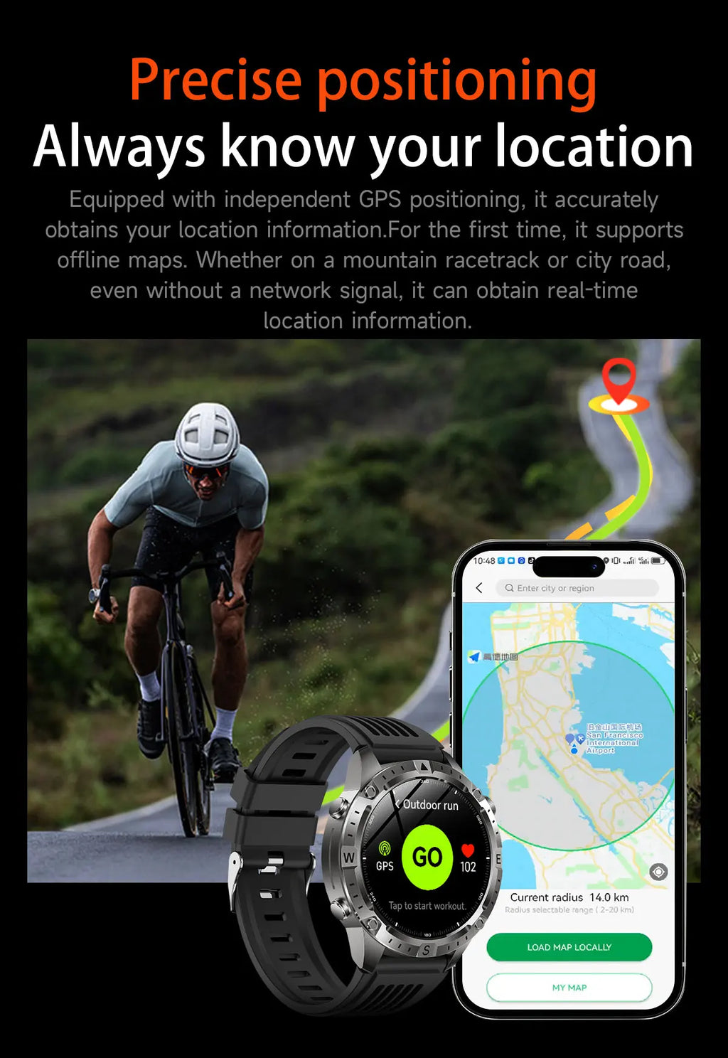 New Offline Map GPS Smart Watch 30meters Swim Waterproof 2GB Memory Bluetooth Call 100+ Sport Fitness Smart Watches For Man 2026