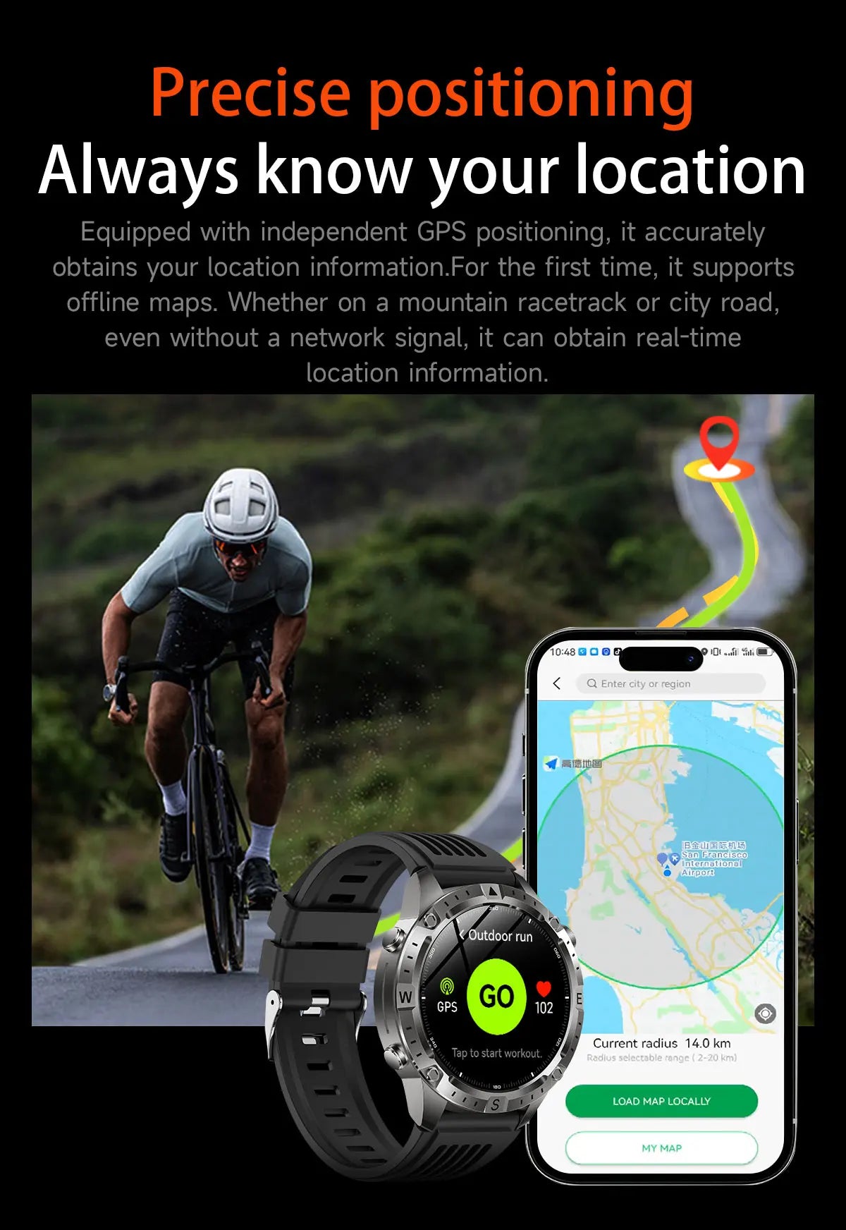 New Offline Map GPS Smart Watch 30meters Swim Waterproof 2GB Memory Bluetooth Call 100+ Sport Fitness Smart Watches For Man 2026