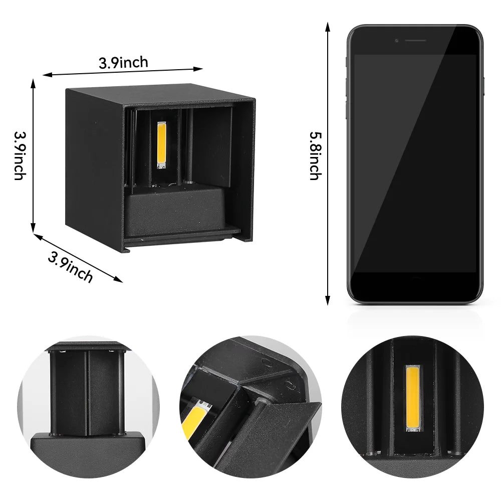 LED Wall Light AC110V-220V Outdoor Waterproof Home Decoration Up Down Wall Interior Lamp Living Room Bedroom Stairs Lighting