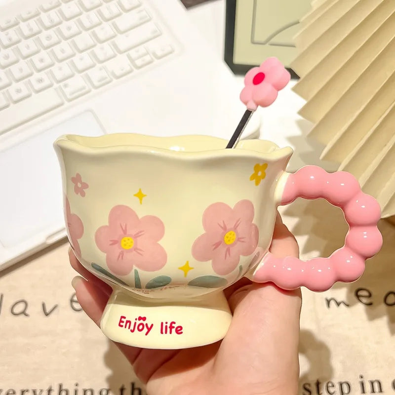 High-value birthday gifts for girls, tulip ceramic cups, gift boxes, flower mugs