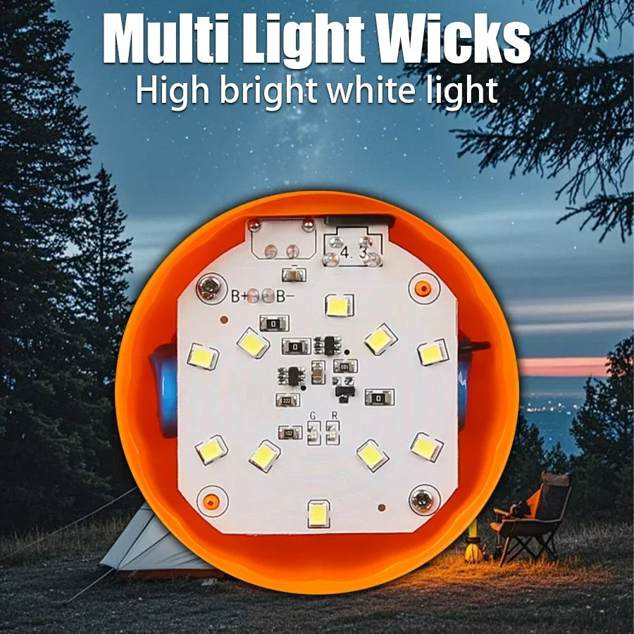 500W LED Camping Lantern USB Rechargeable Portable Lamp Bulb Flashlight with Power Display Emergency Light for Outdoors Fishing