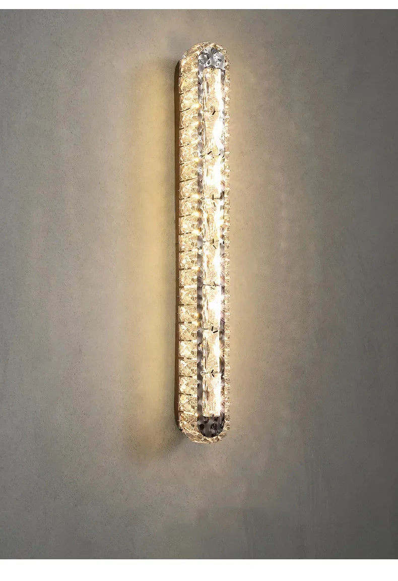 Postmodern Luxury Linear Crystal Wall Light Gold Metal Base G9 Led Wall Sconce 4 Styles Optional Bedroom Bathroom Hotel Lobby