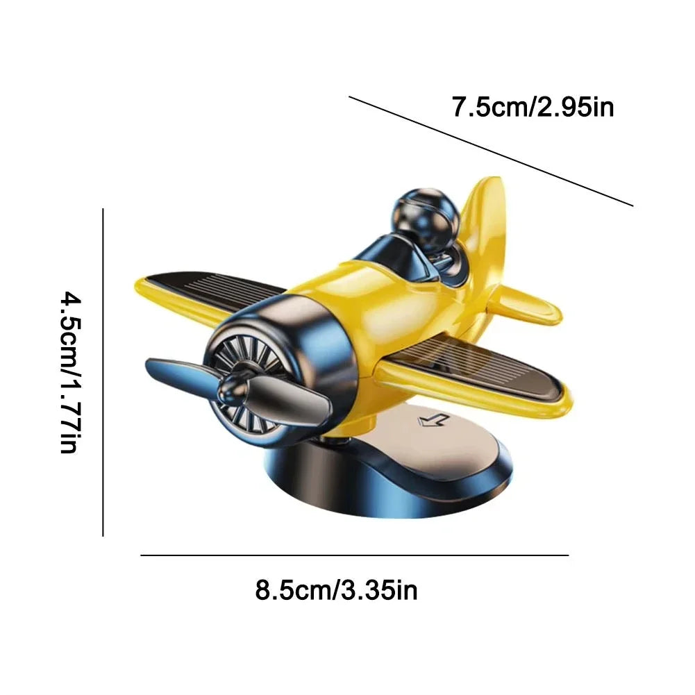 Car Solar Powered Rotating Airplane Decor Dashboard Windmill Spinner Creative Center Console Ornament Vehicle Accessories