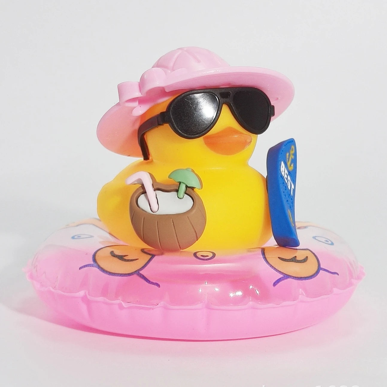 New! Car Dashboard Ornaments Summer Little Yellow Duck Coconut Skateboard Hat Rubber Squeeze Duck Cute Car Decoration