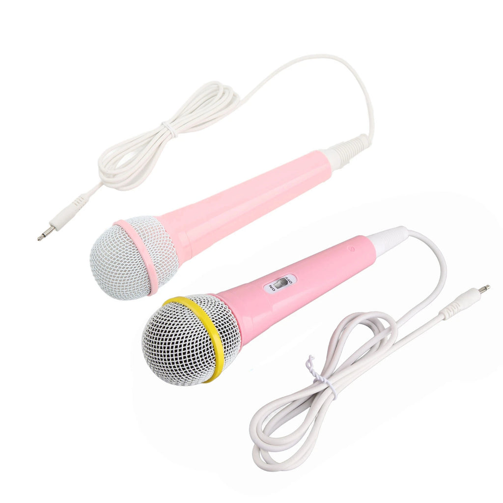 Kids Wired Microphone 3.5mm Plug Plastic Low Distortion Portable Child Singing Mic for Musical Instrument for Family Party