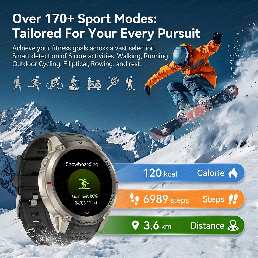 2026New Outdoor GPS Smart Watch Offline Maps Download Compass Tracking 5ATM Waterproof Tactics Sport Smart Bracelet For Men gift
