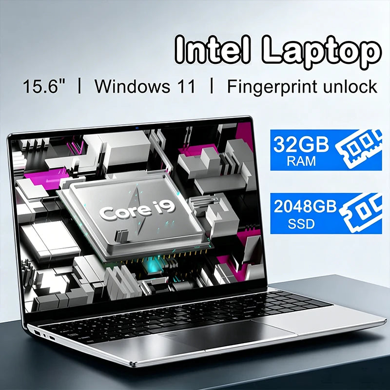 Inflexible Sturdy 15.6" Intel N3700 Portable Laptop Windows11 Notebook 32GB DDR4 2TB SSD Pc Gamer Office Computer