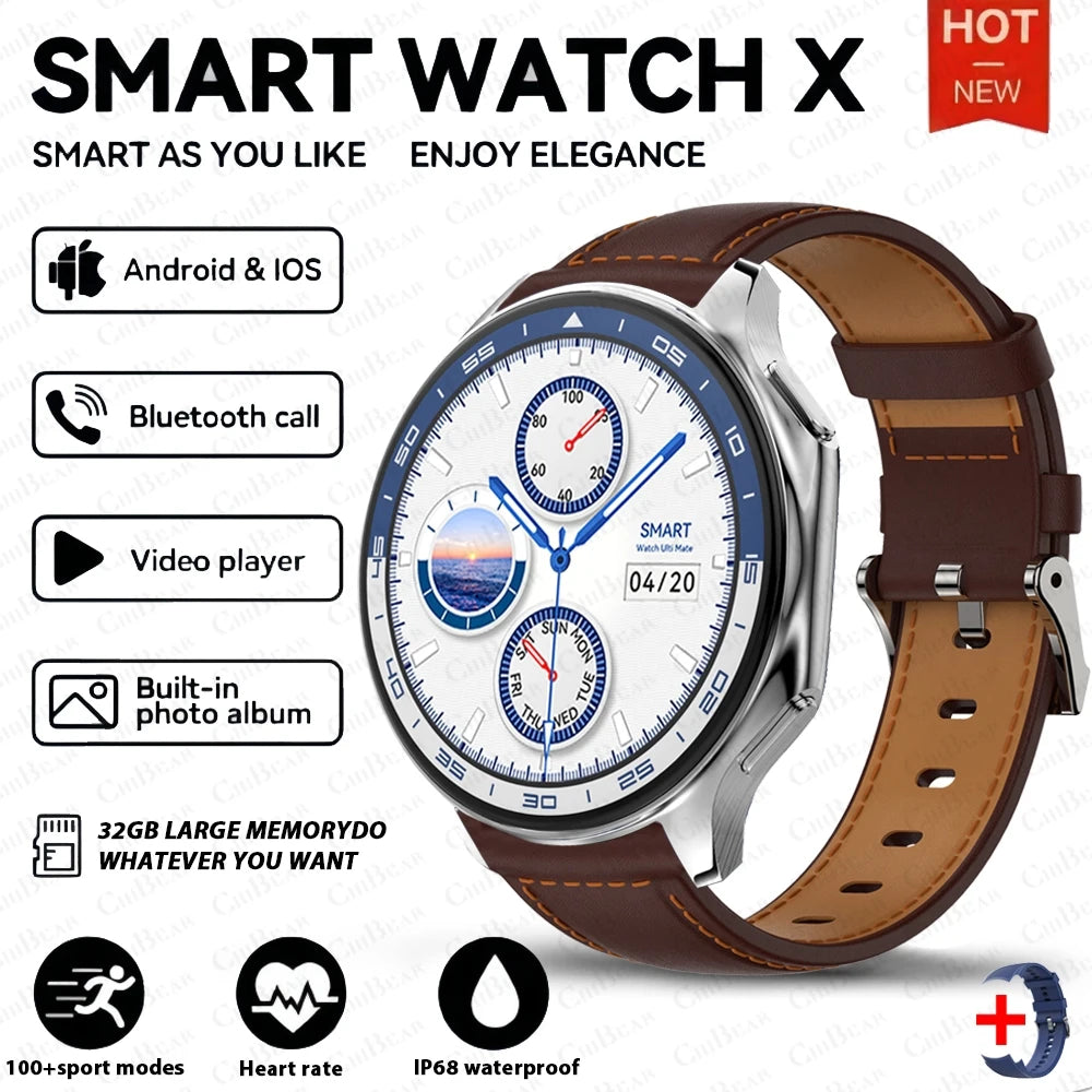 OPPO Watch X Bluetooth Call Smartwatch AMOLED HD Waterproof Men's Sports Watch 3D Visual Surround 4GB RAM Video Playback Watch