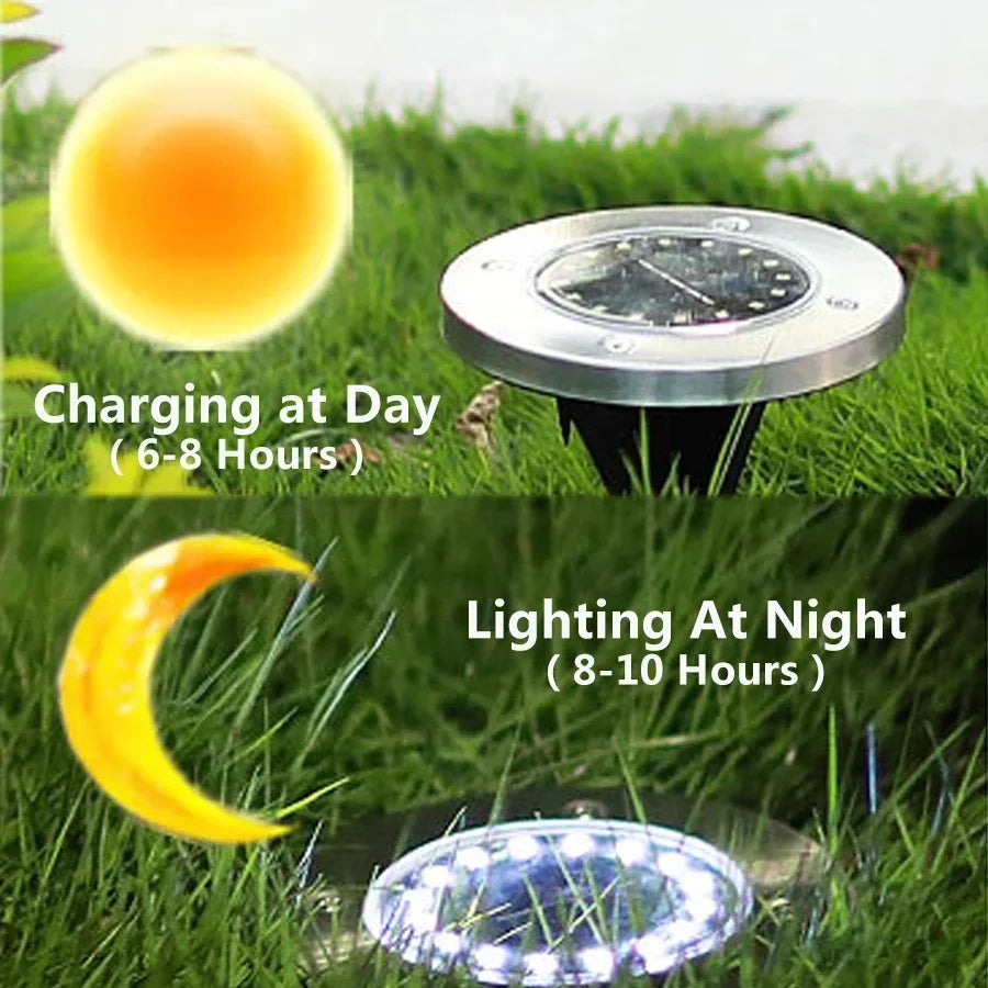 8pcs 8/20LED Solar Thermal Lights Garden Decor Ground Plug-in  Waterproof Street Solar Charging Underground Deck Spotlights